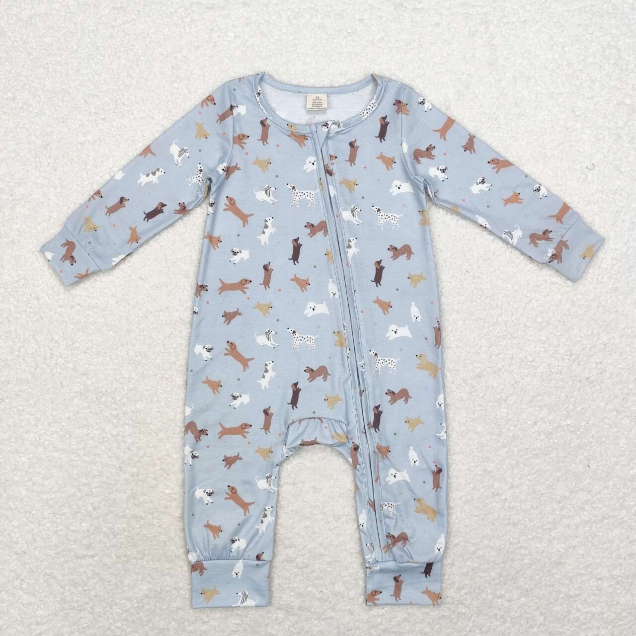 USA SHOP LR1351 cute dog grey blue long sleeve boys romper