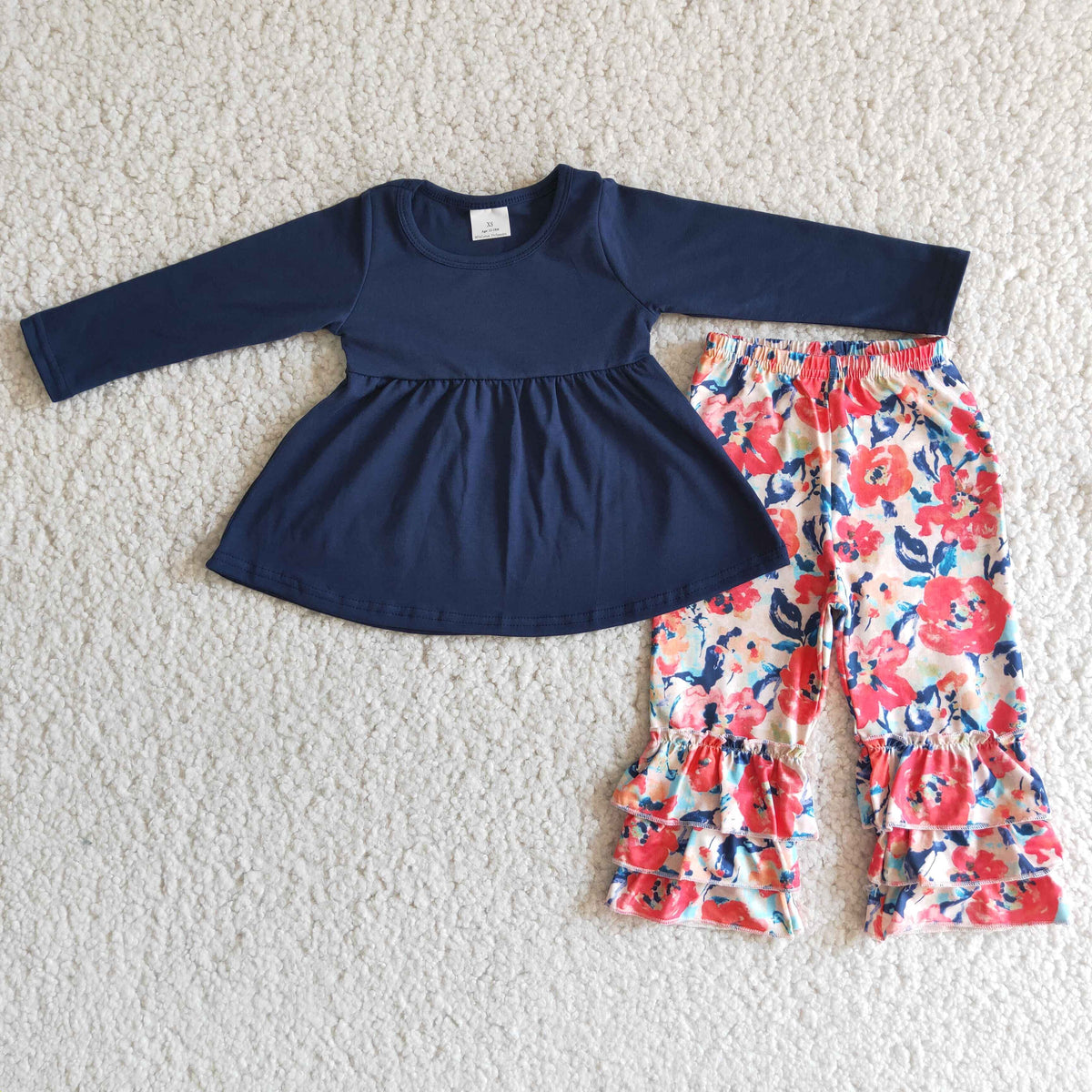 6 B2-5 Winter Long Sleeve Floral Pants Girls Outfits