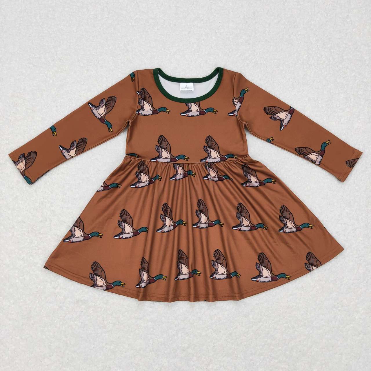 GLD0405 Wild duck mallard brown long sleeve girls dress