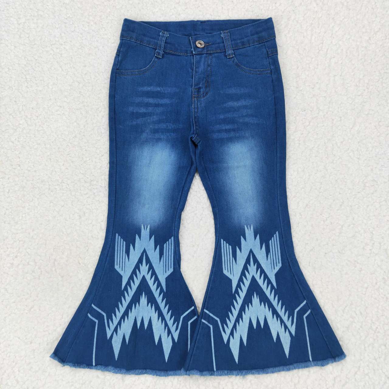 USA SHOP P0126 Geometric pattern blue denim pants