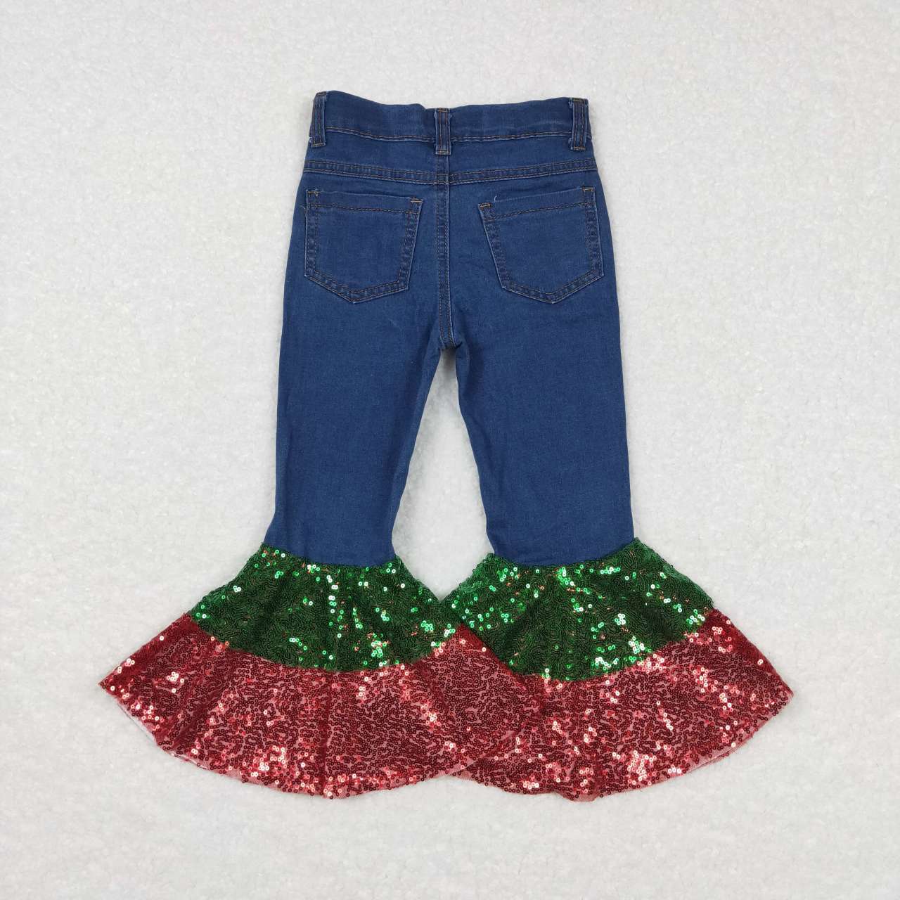 USA SHOP P0113 Green & red sequin denim pants jeans