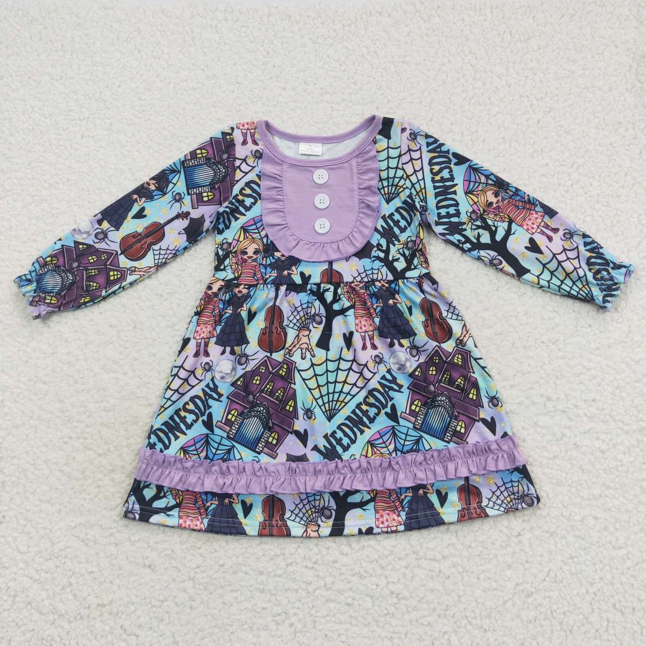 GLD0329 Web purple long sleeve girls dress
