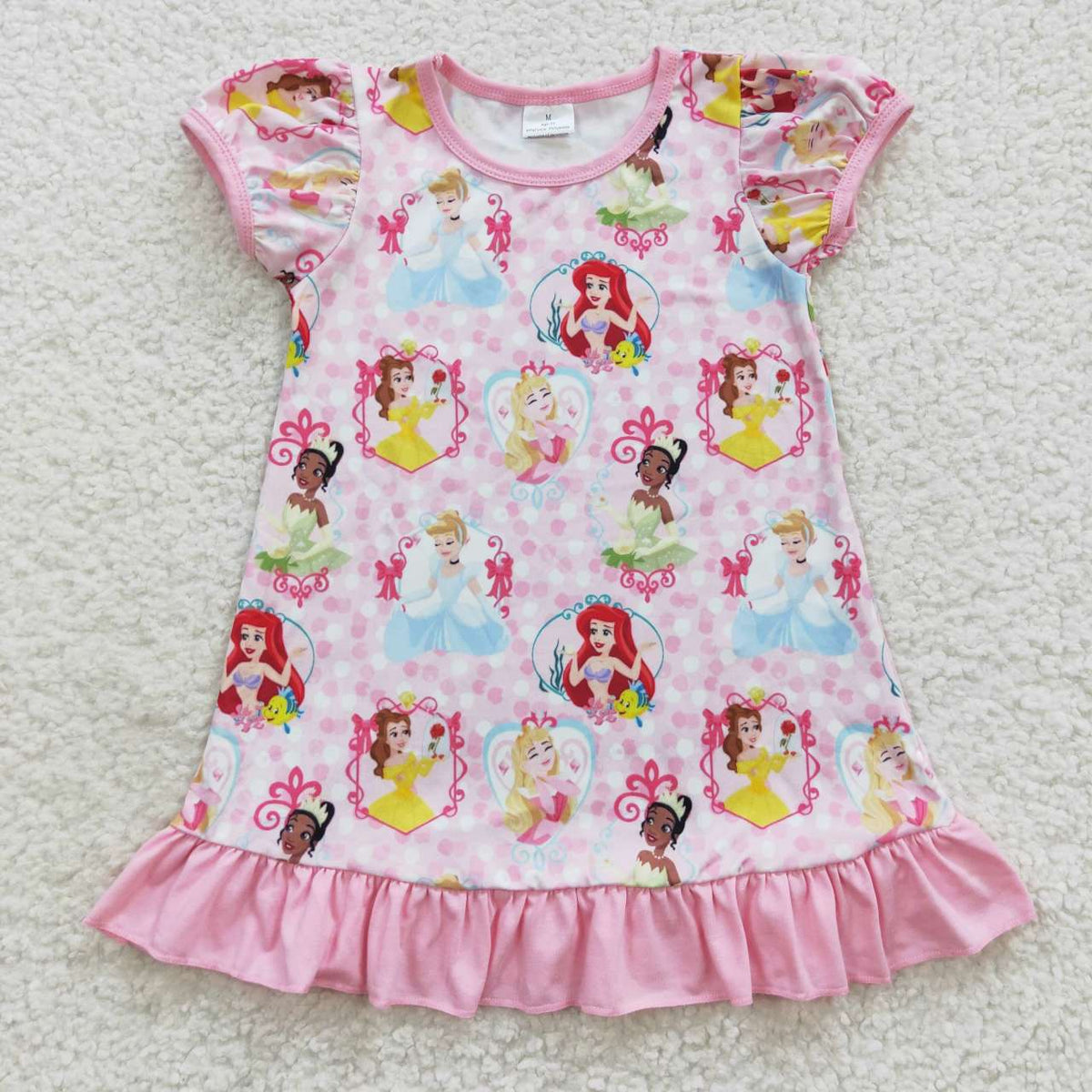 GSD0426 Princess Pink Dot Short Sleeves Girls Summer Dress