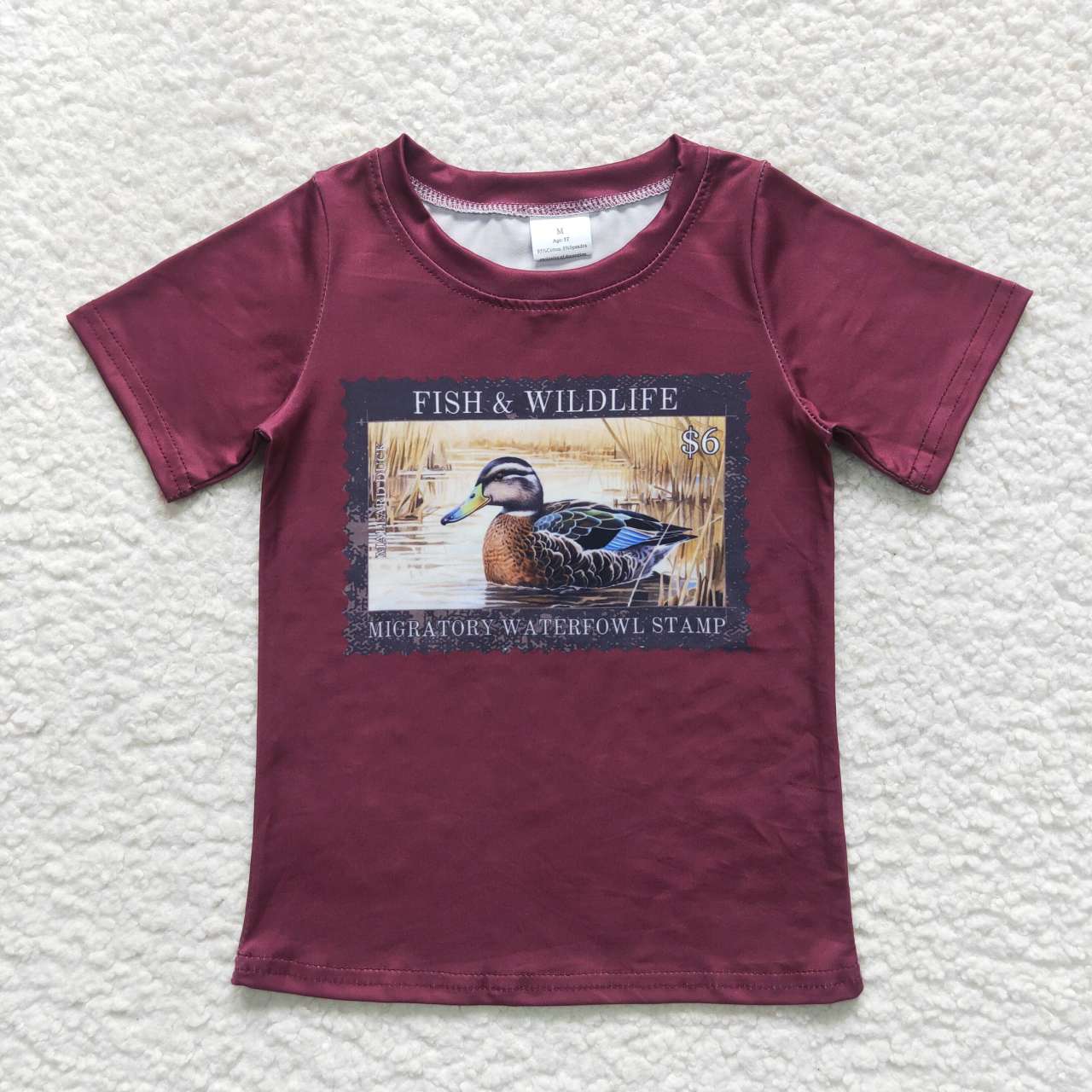 BT0342 Duck & wildlife red short sleeve boys top