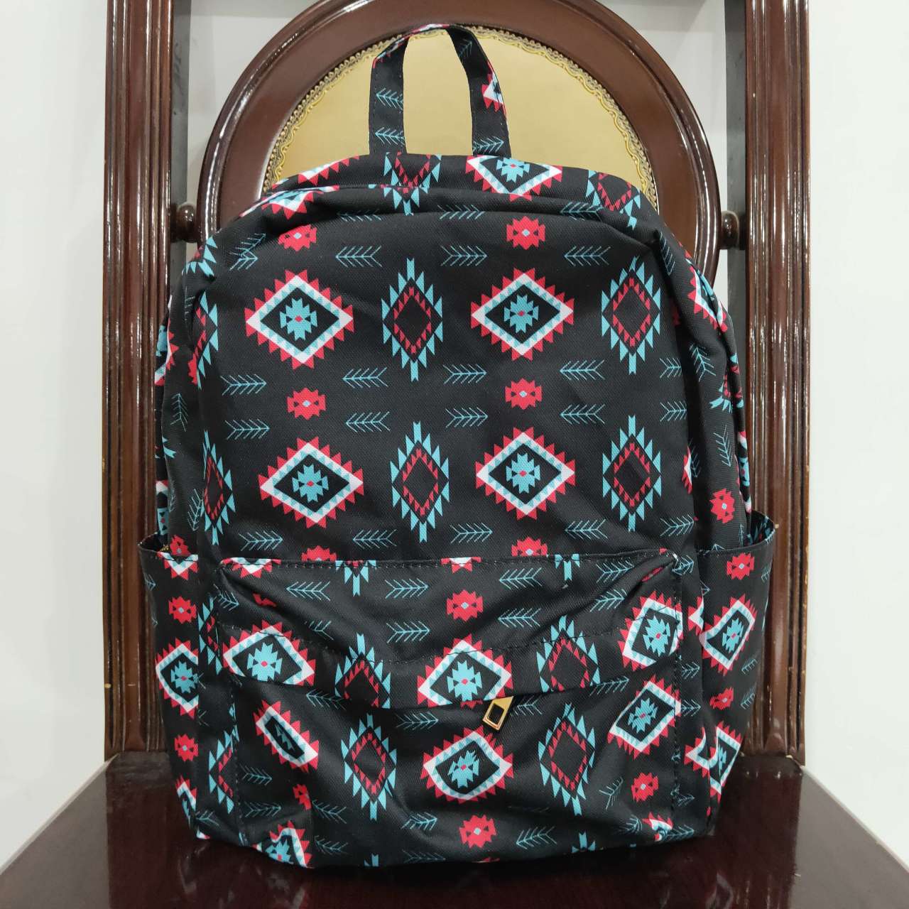 BA0061 Geometric Pattern Black Kids Bag