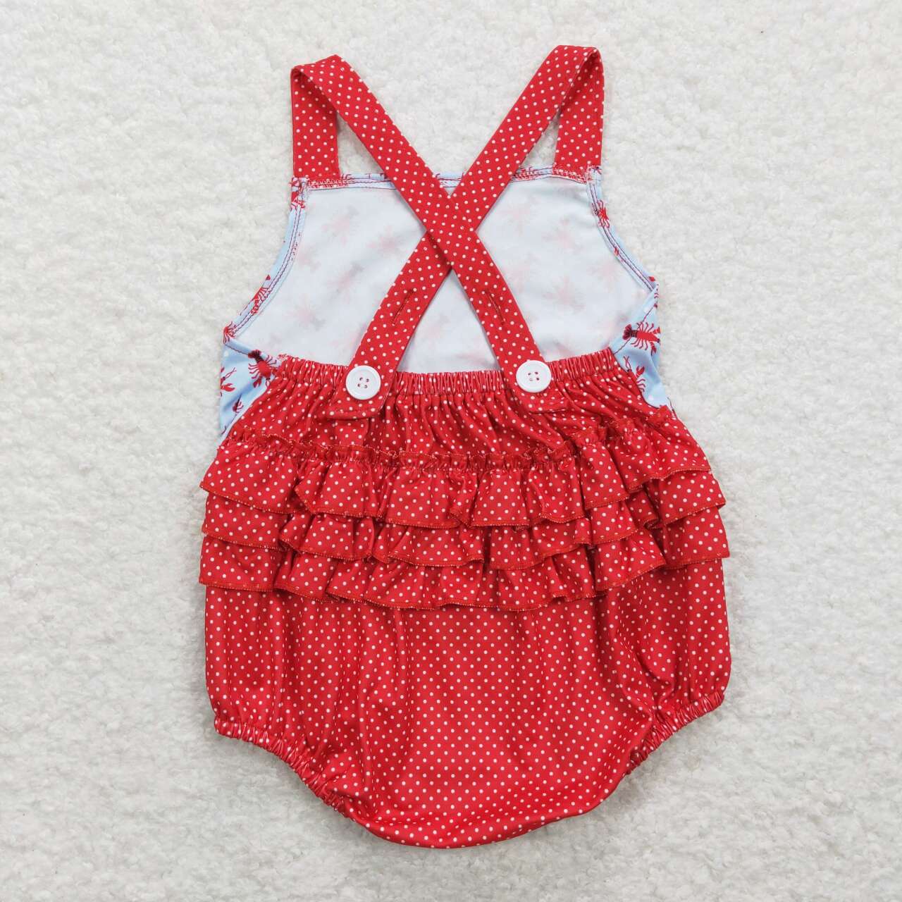 SR0745 Crayfish red sleeveless girls romper
