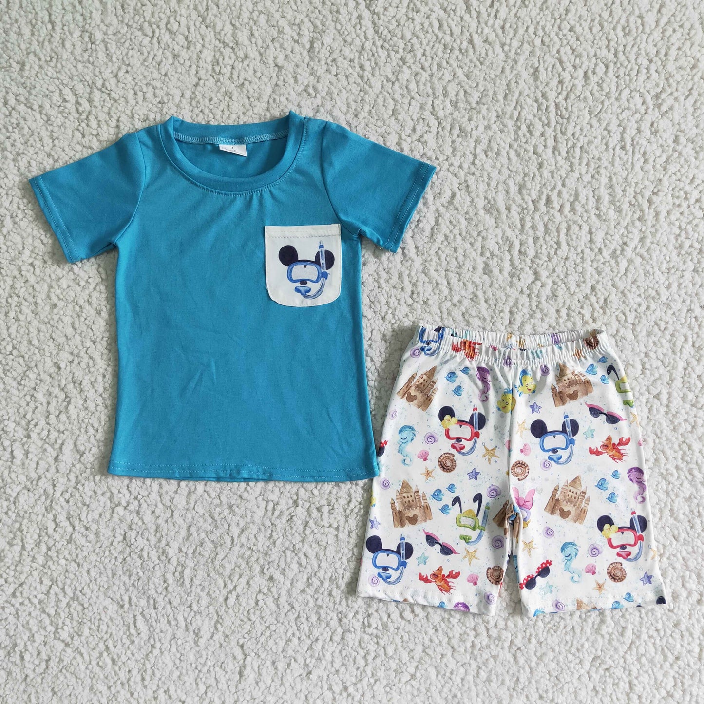 BSSO0038 Blue Cartoon Summer Boys Outfits