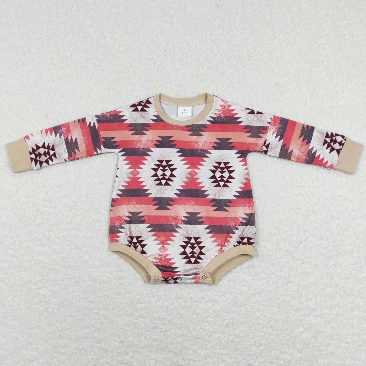 LR0845 Western Aztec long sleeve kids romper