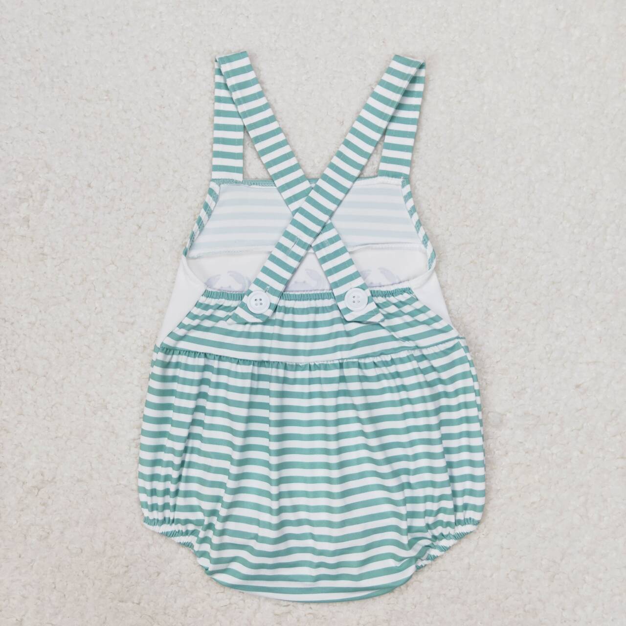 SR1118 Cab green striped sleeveless girls romper