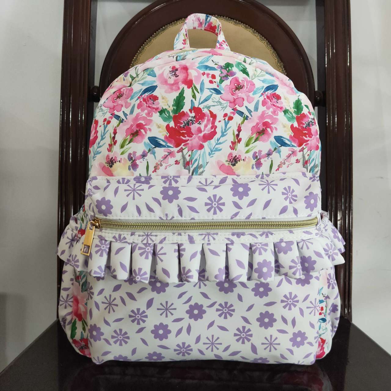 USA SHOP BA0101 Pink & Purple Flowers Kids Bag