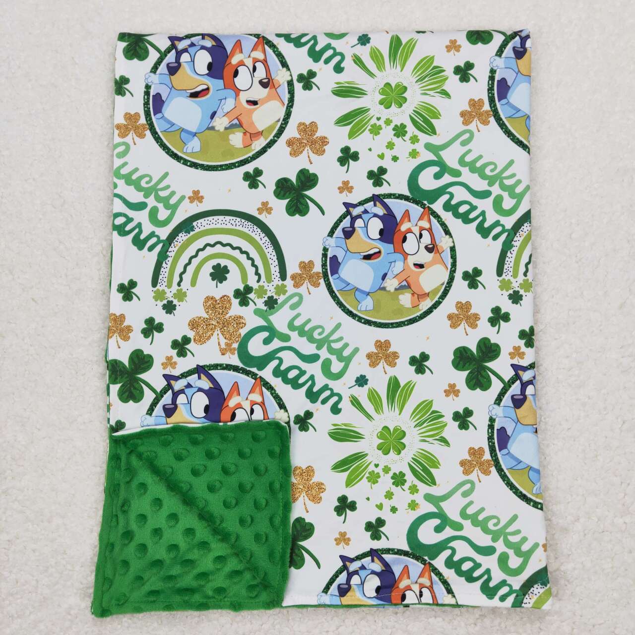 BL0105 Saint Patrick lucky cartoon dog green baby blanket