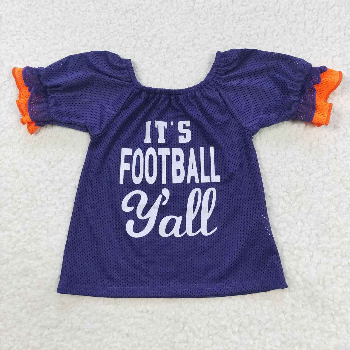 GT0275 Football team purple short sleeve girls top