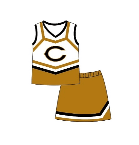 custom style C golden sleeveless skirts girls set