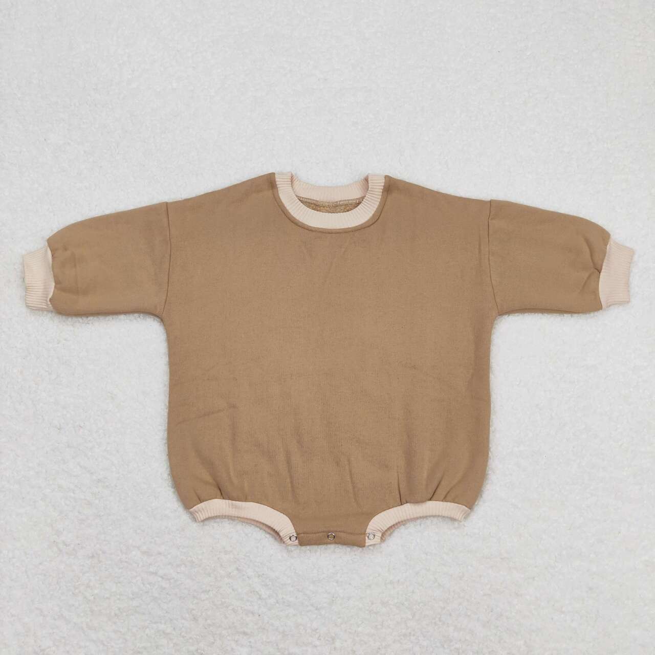 LR0934 light brown cotton long sleeve girls romper