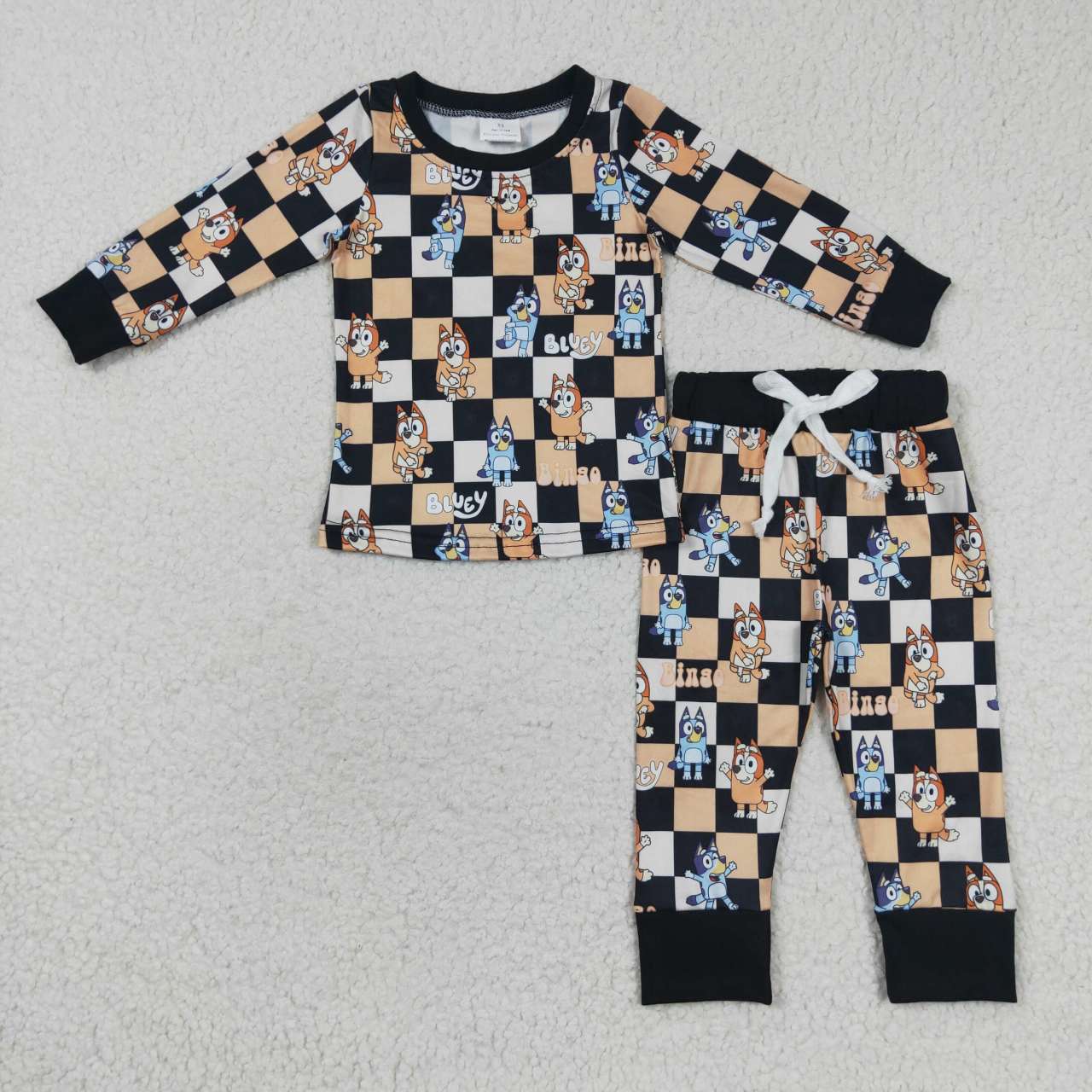 BLP0190 Cartoon Dogs Black Cell Long Sleeves Boys Pajamas