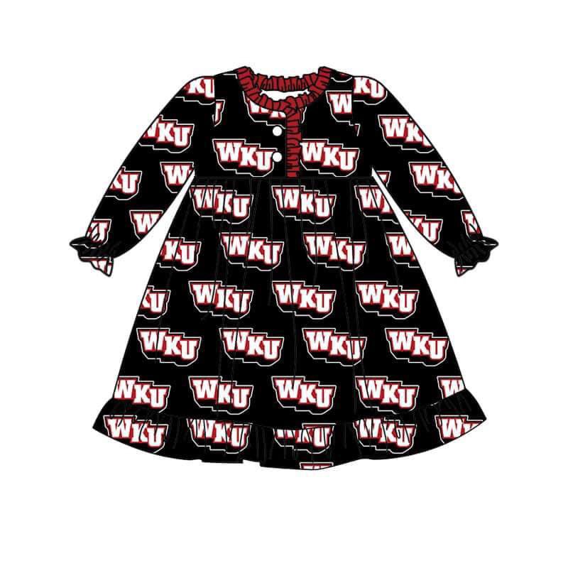 custom S 8.23 red & black long sleeve girls dress