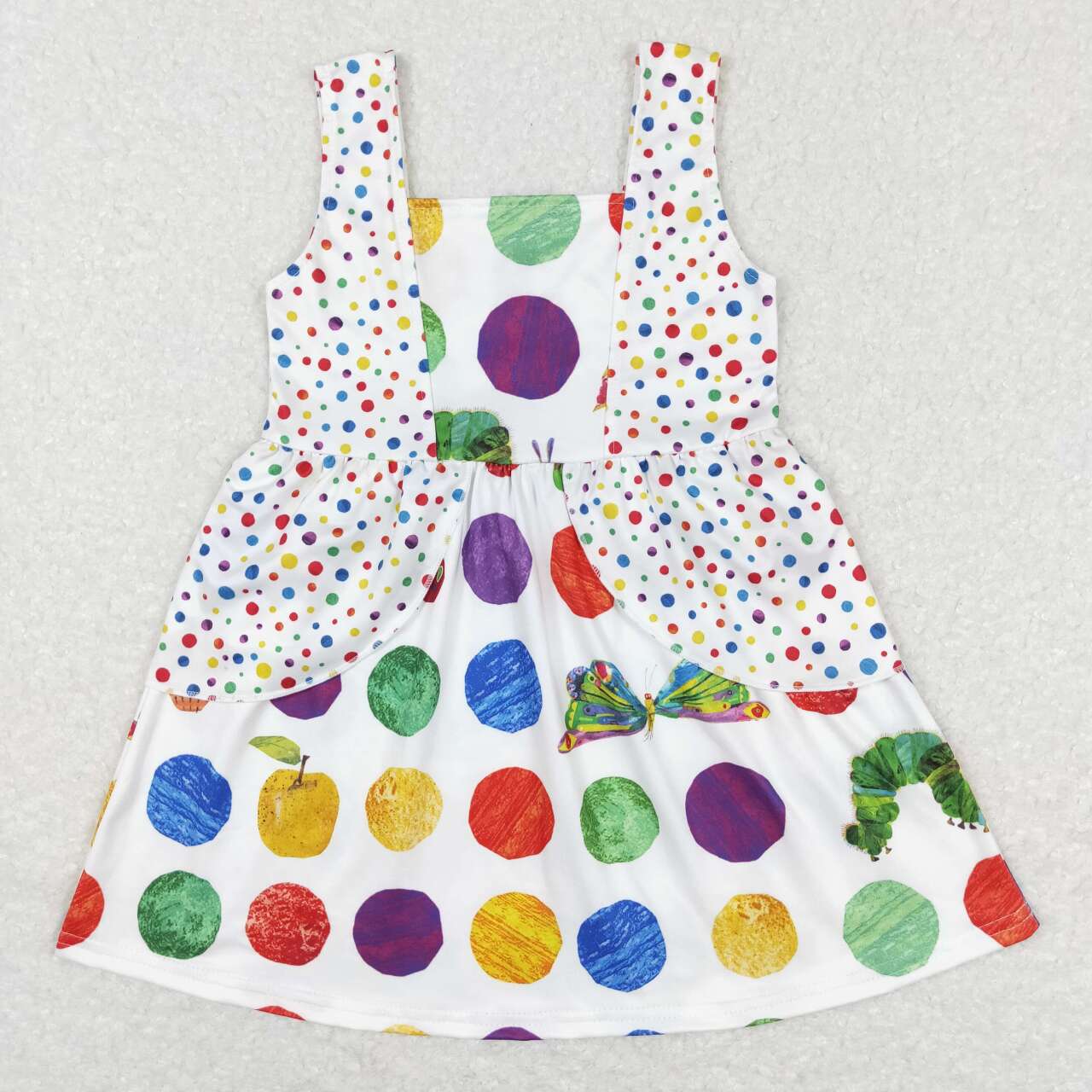 GSD0545 Cartoon dot green worm sleeveless girls dress