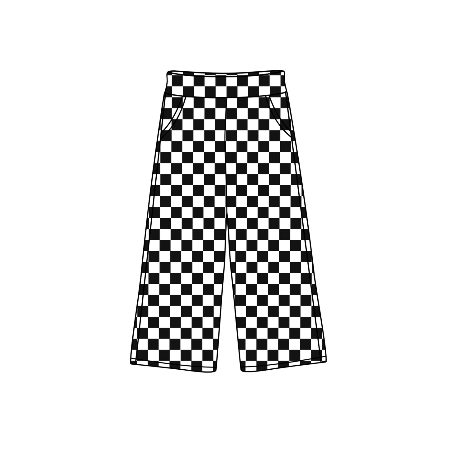 preorder P0693 black checkered girls pants