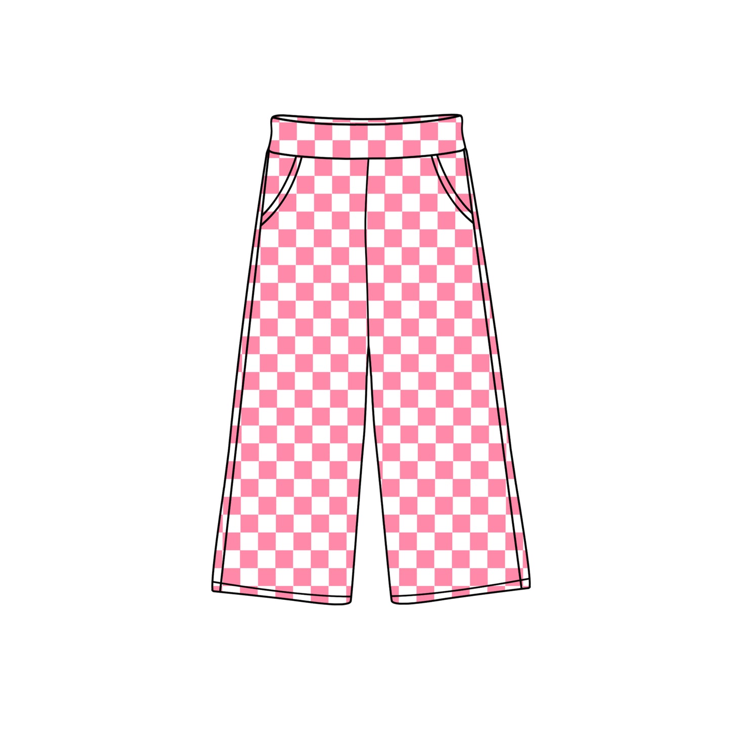 preorder P0694 hot pink checkered girls pants