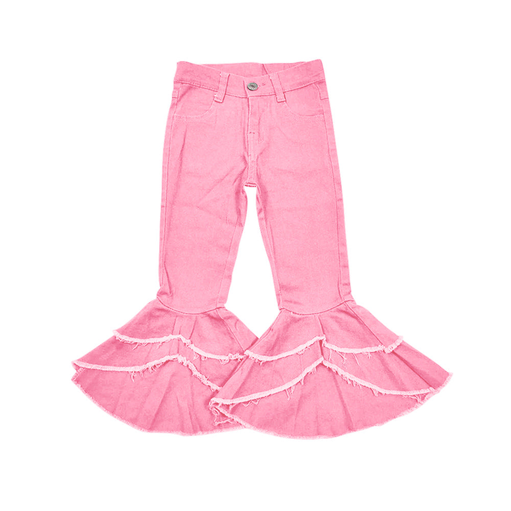 preorder P0725 Pink Bell Bottoms Girls Jeans Denim Pants