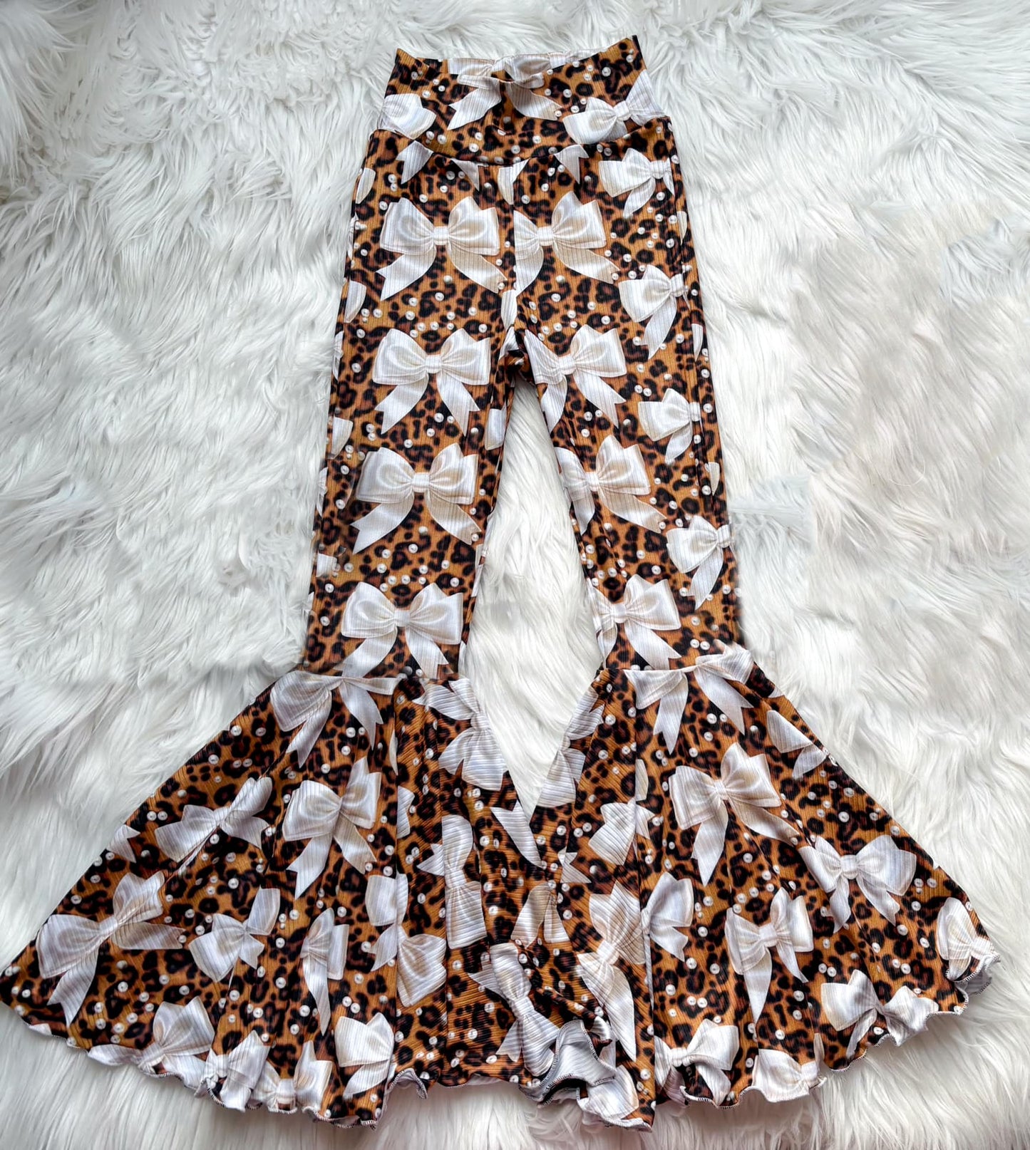 preorder P0749 pearl bows leopard adult women pants