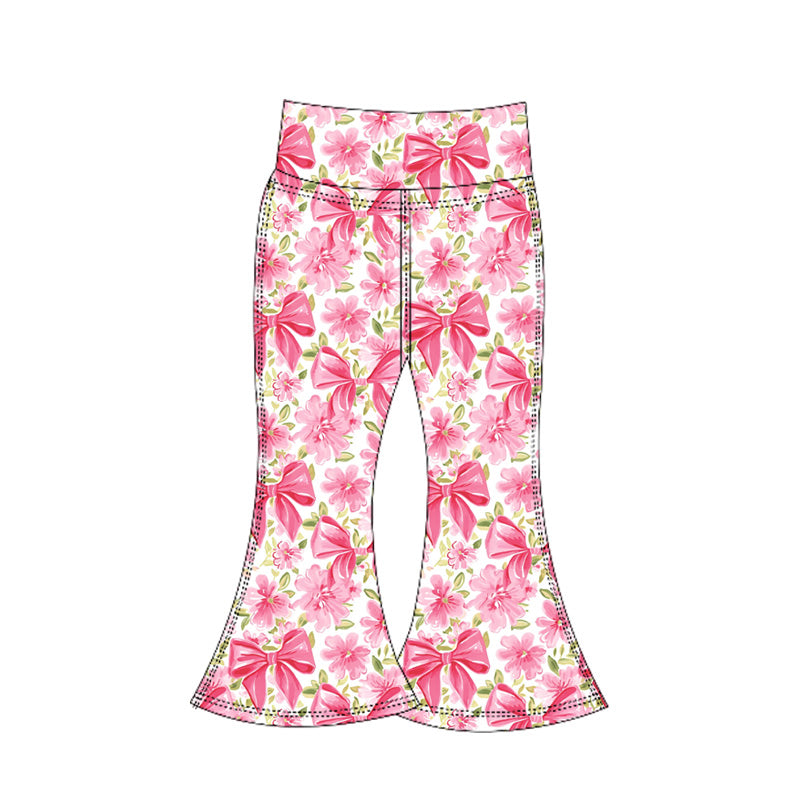 preorder P0770 yoga pink bows flowers girls pants