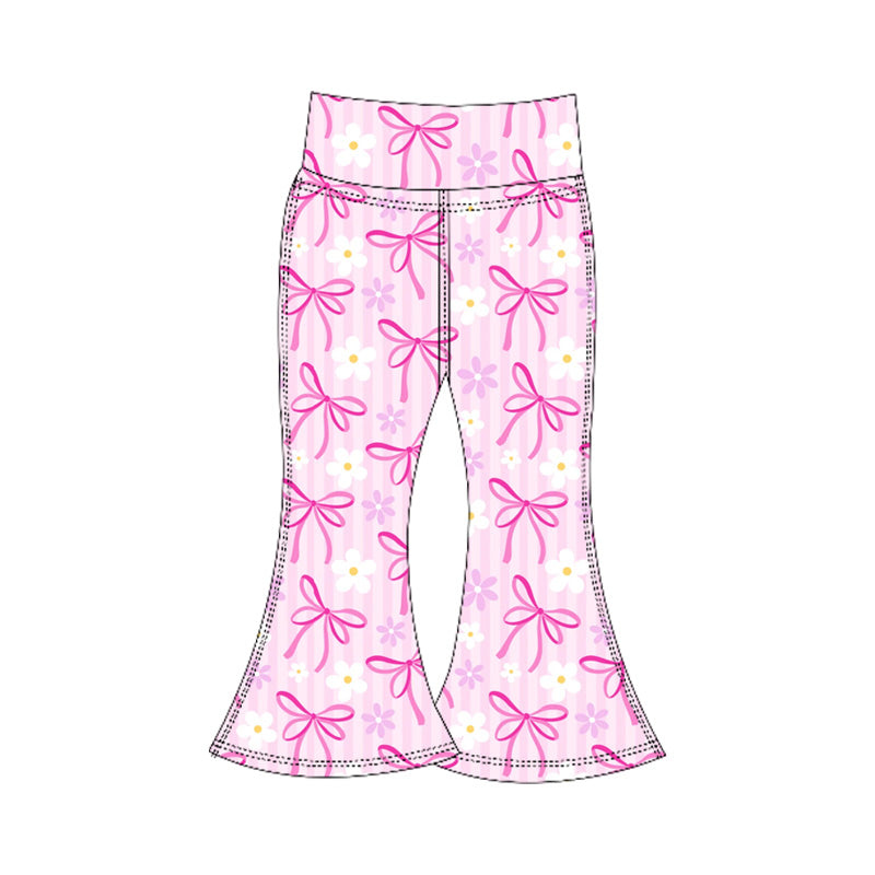 preorder P0771 yoga hot pink bows flowers girls pants