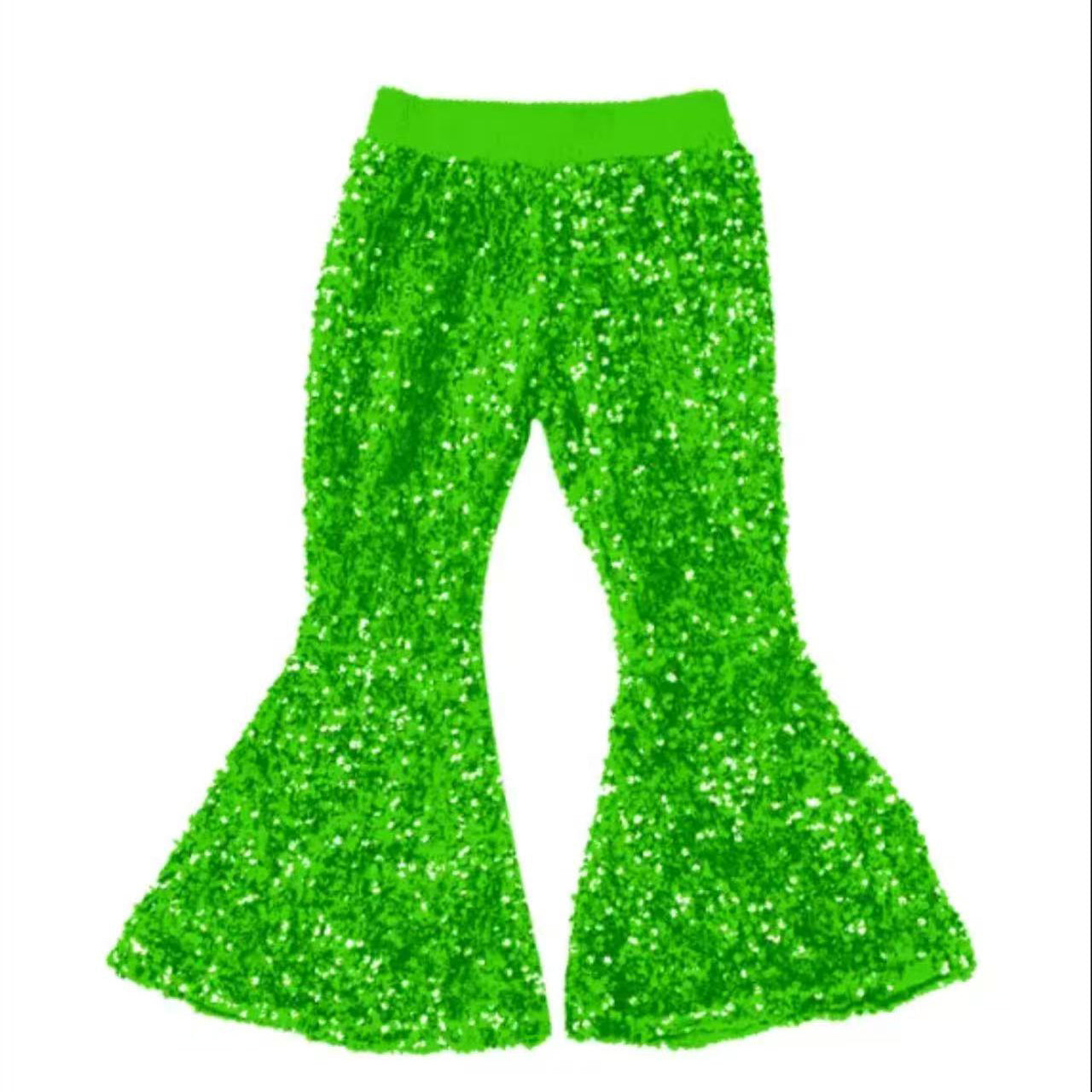 preorder P0777 green sequin girls pants