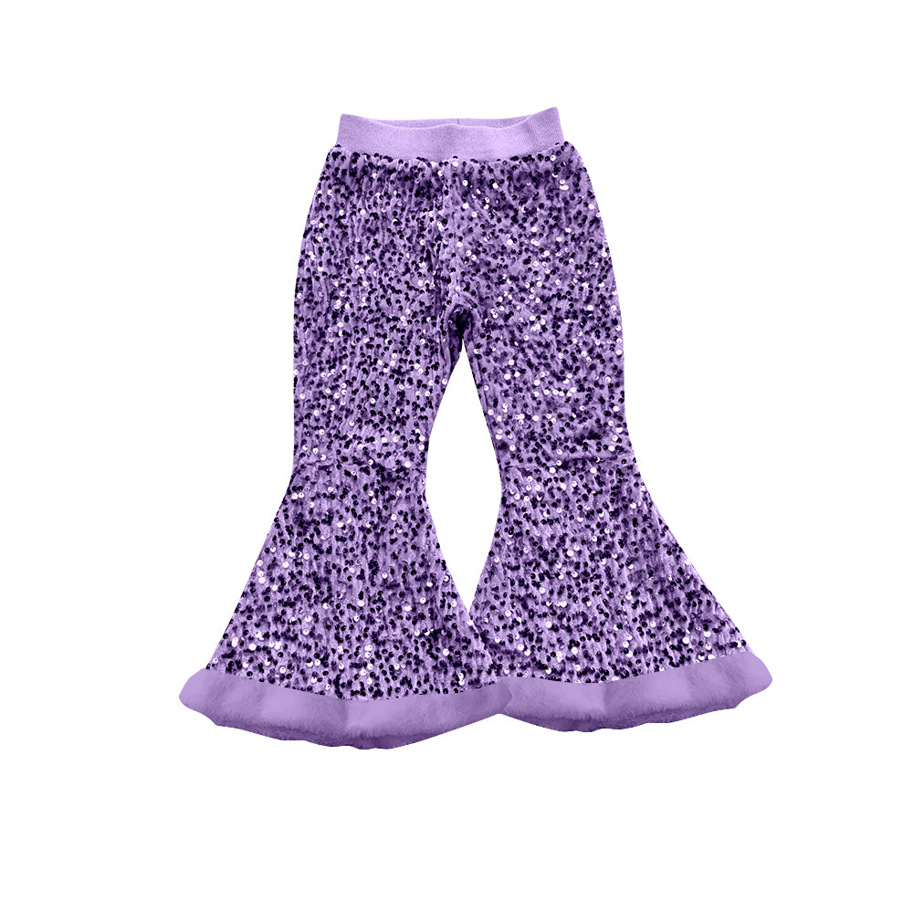 preorder P0780 purole sequin fur girls pants