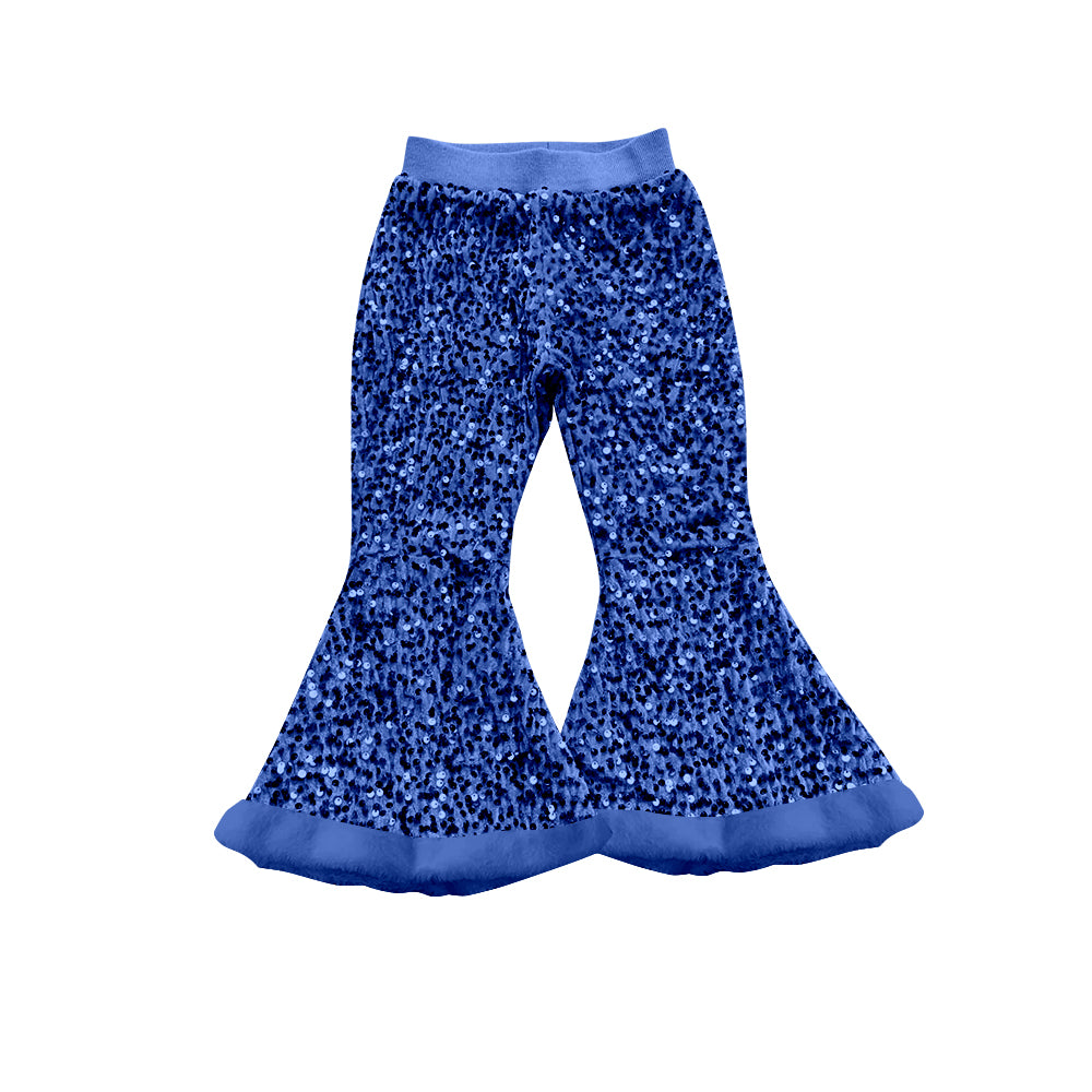 preorder P0781 blue sequin fur girls pants