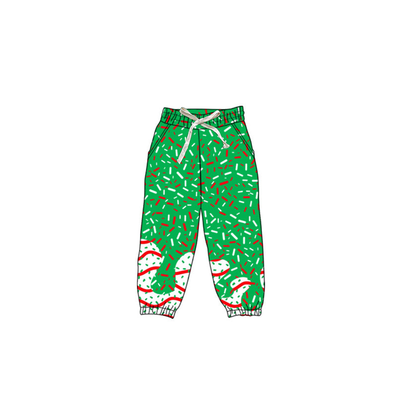 preorder P0827 yoga Christmas green dot red striped boys pants