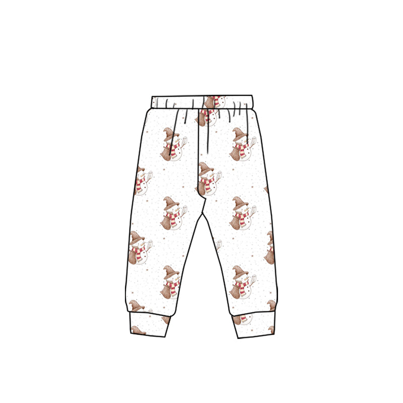 preorder P0844 Christmas snowman white boys pants