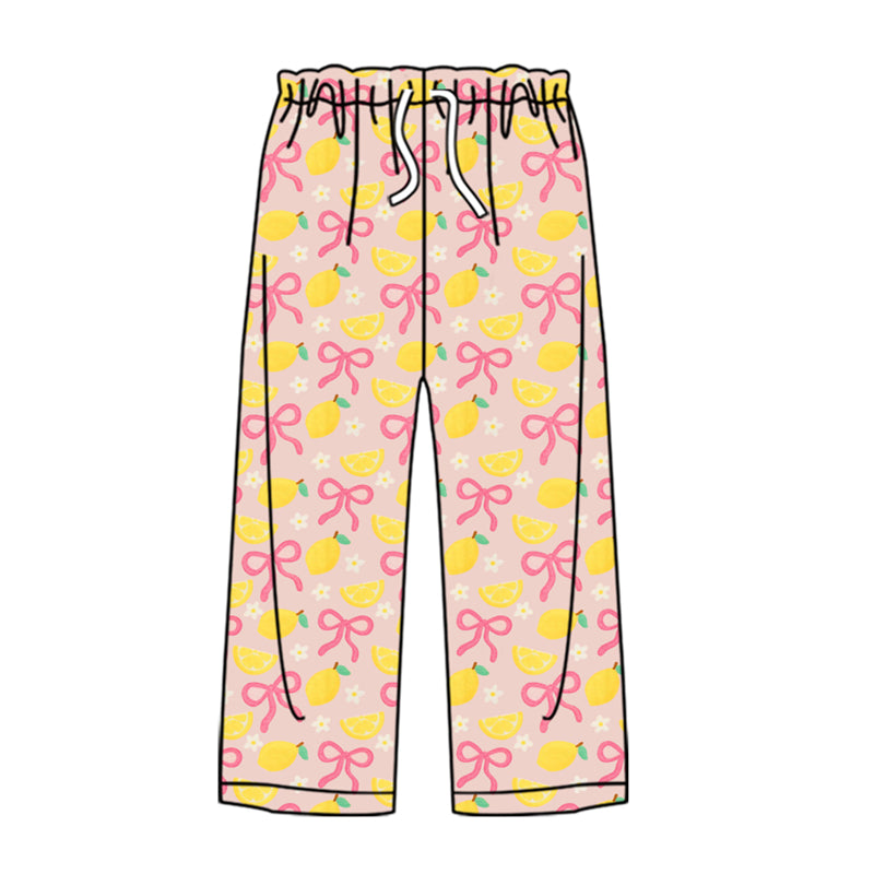 preorder P0861 lemon pink bows flowers adult woman pants