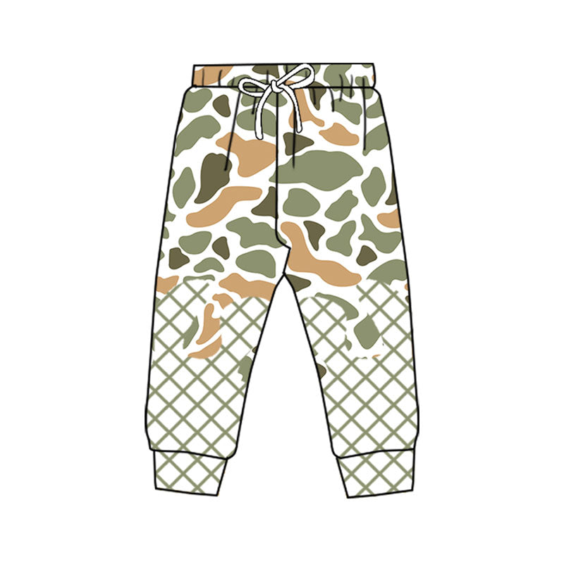 preorder P0865 hunting green camo checkered boys pants