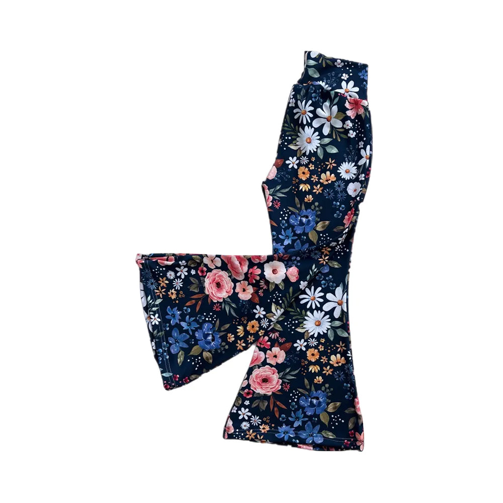preorder P0883 colorful flowers navy blue girls pants