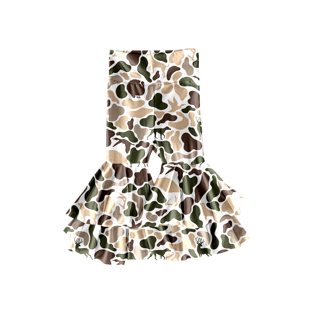 preorder P0889 yoga hunting camo deer dog mallard duck bell-bottom pants girls pants