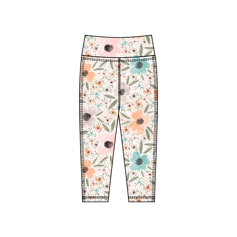 preorder P0922 yoga colorful flowers girls pants