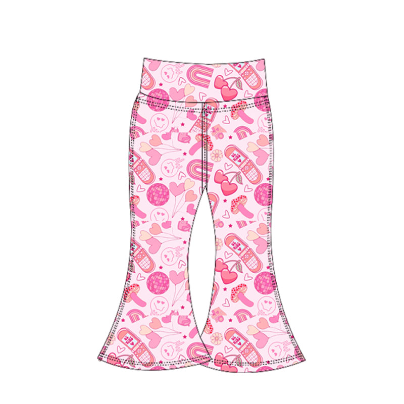 preorder P0955 Yoga Valentine's Day Heart Rainbow Mashroon Girls Pants