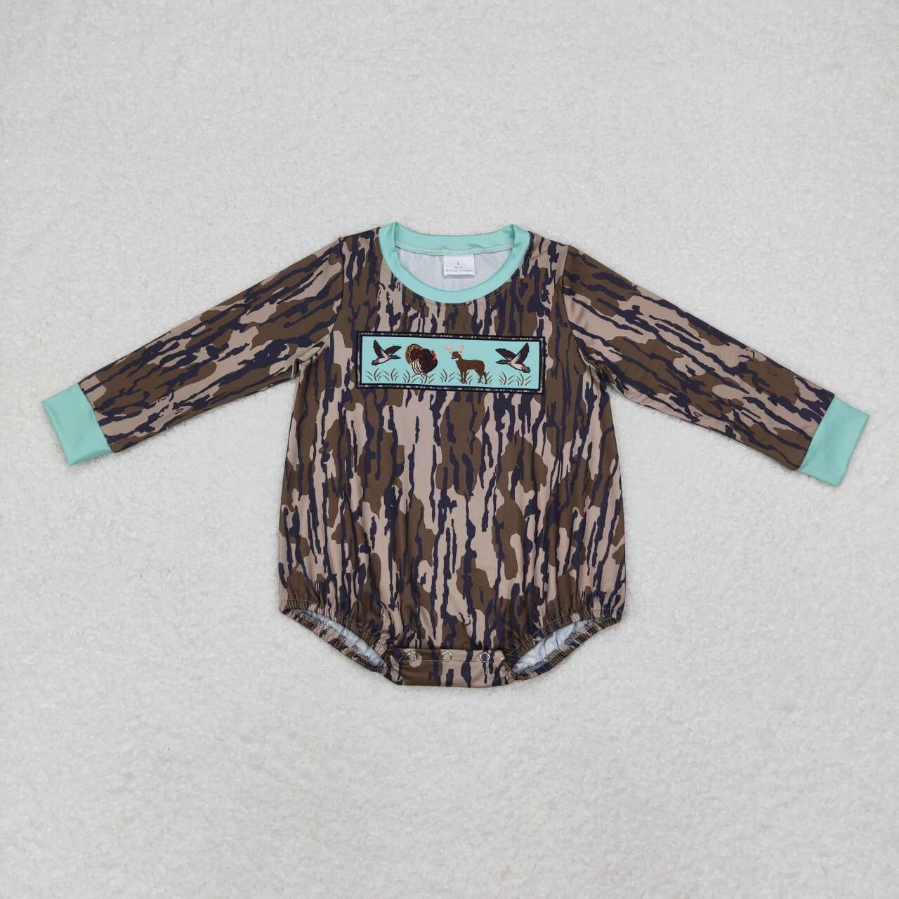 LR1576 Hunting deer mallard long sleeve boys romper