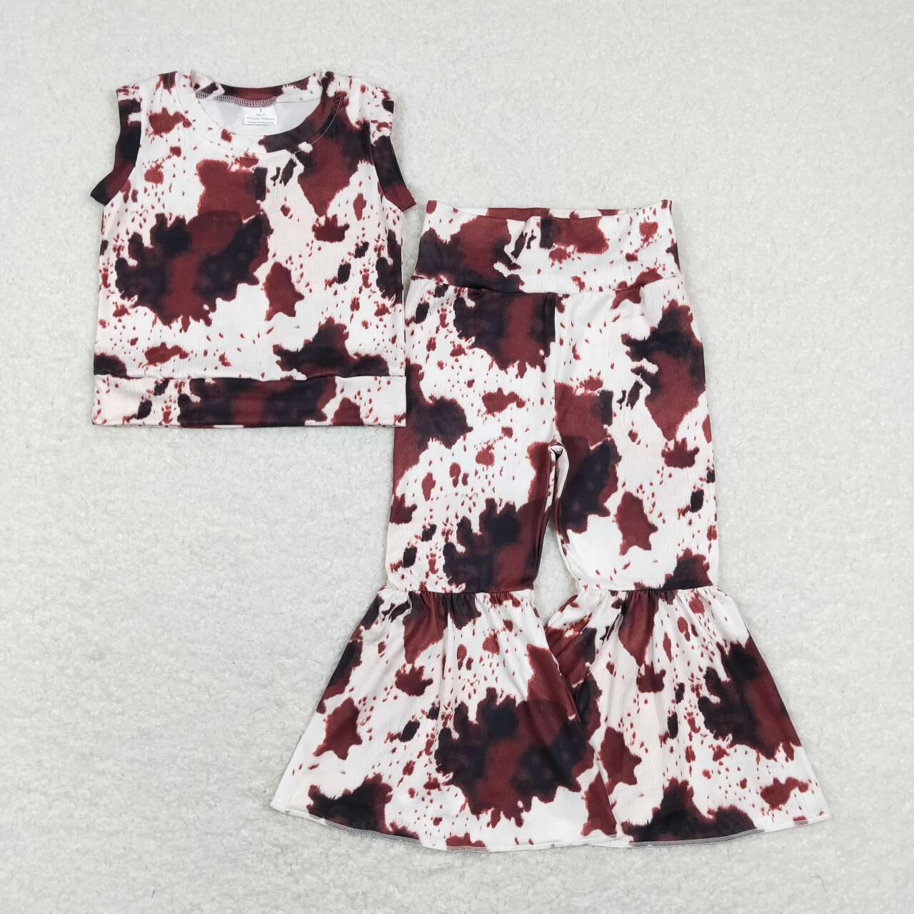 GSPO1145 Ink pattern sleeveless pants girls set