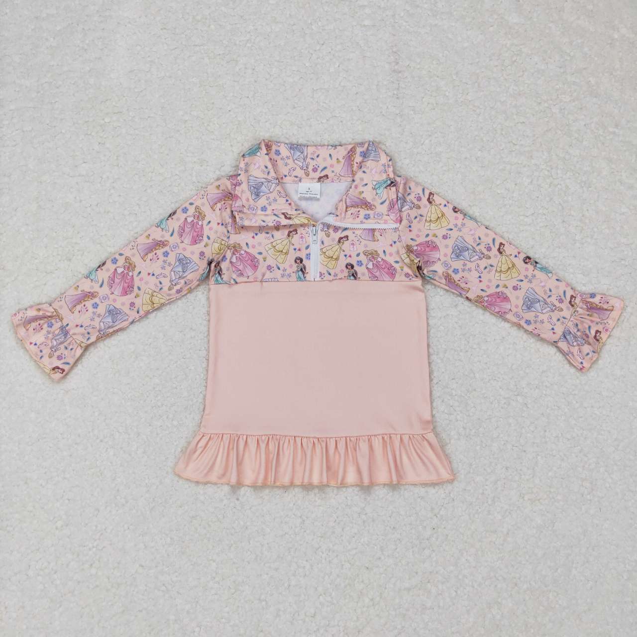 GT0297 Cartoon princess pink long sleeve girls top
