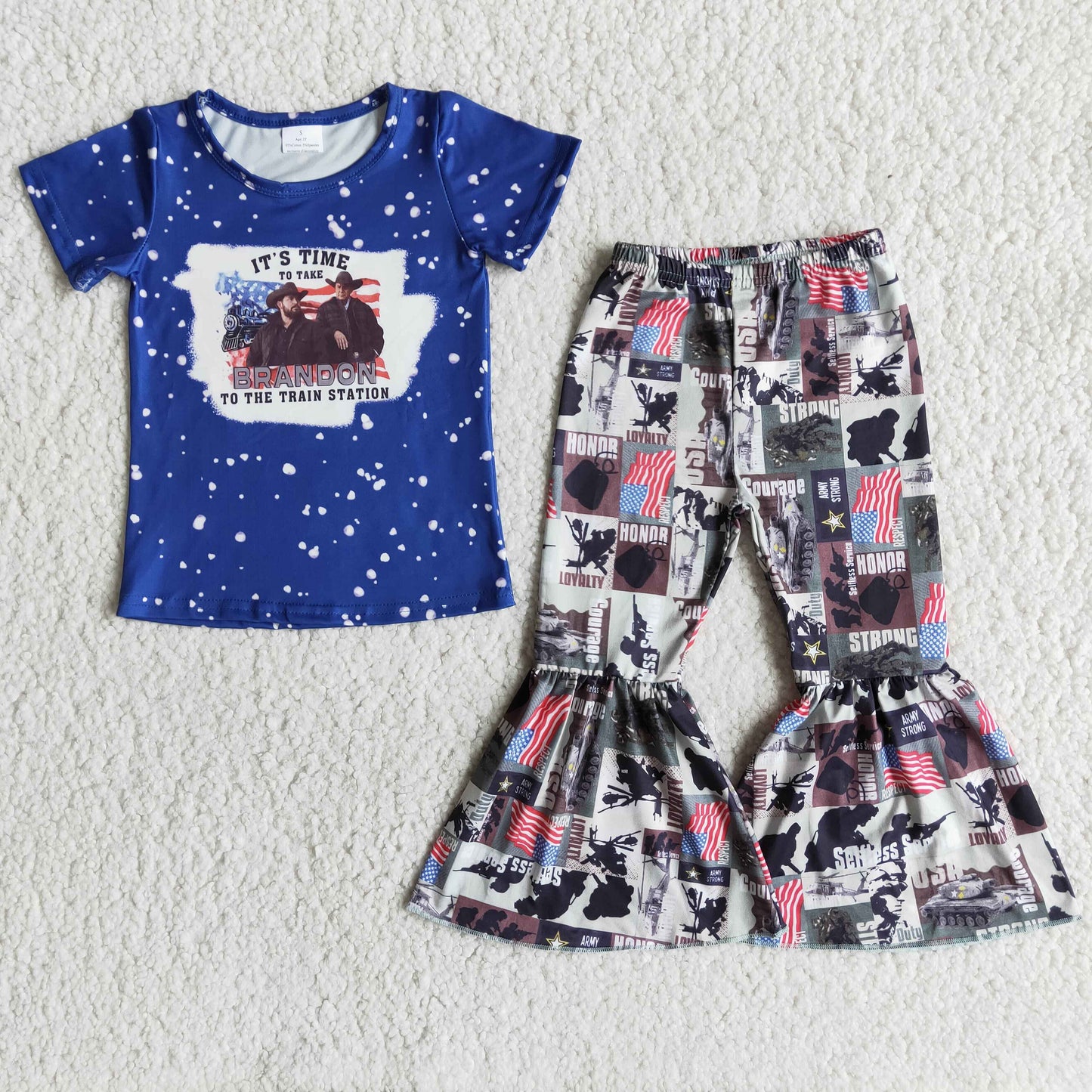 E13-12 Singer Blue Bleach 4th Of July Girls Outfits