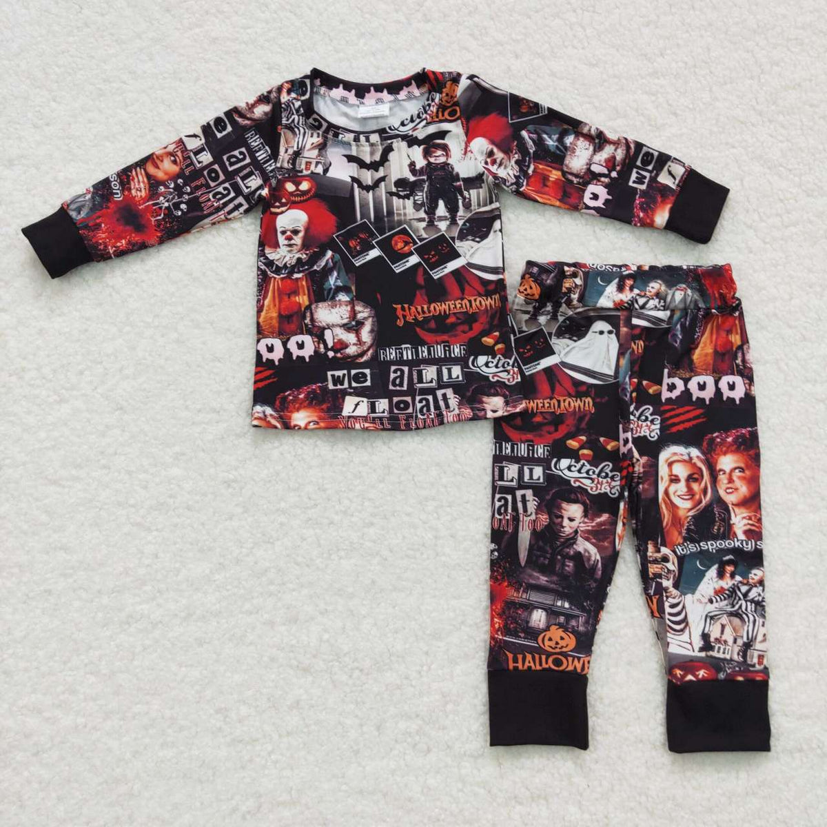 BLP0259 Halloween Horror Movie Black Long Sleeve Pants Boys Pajamas