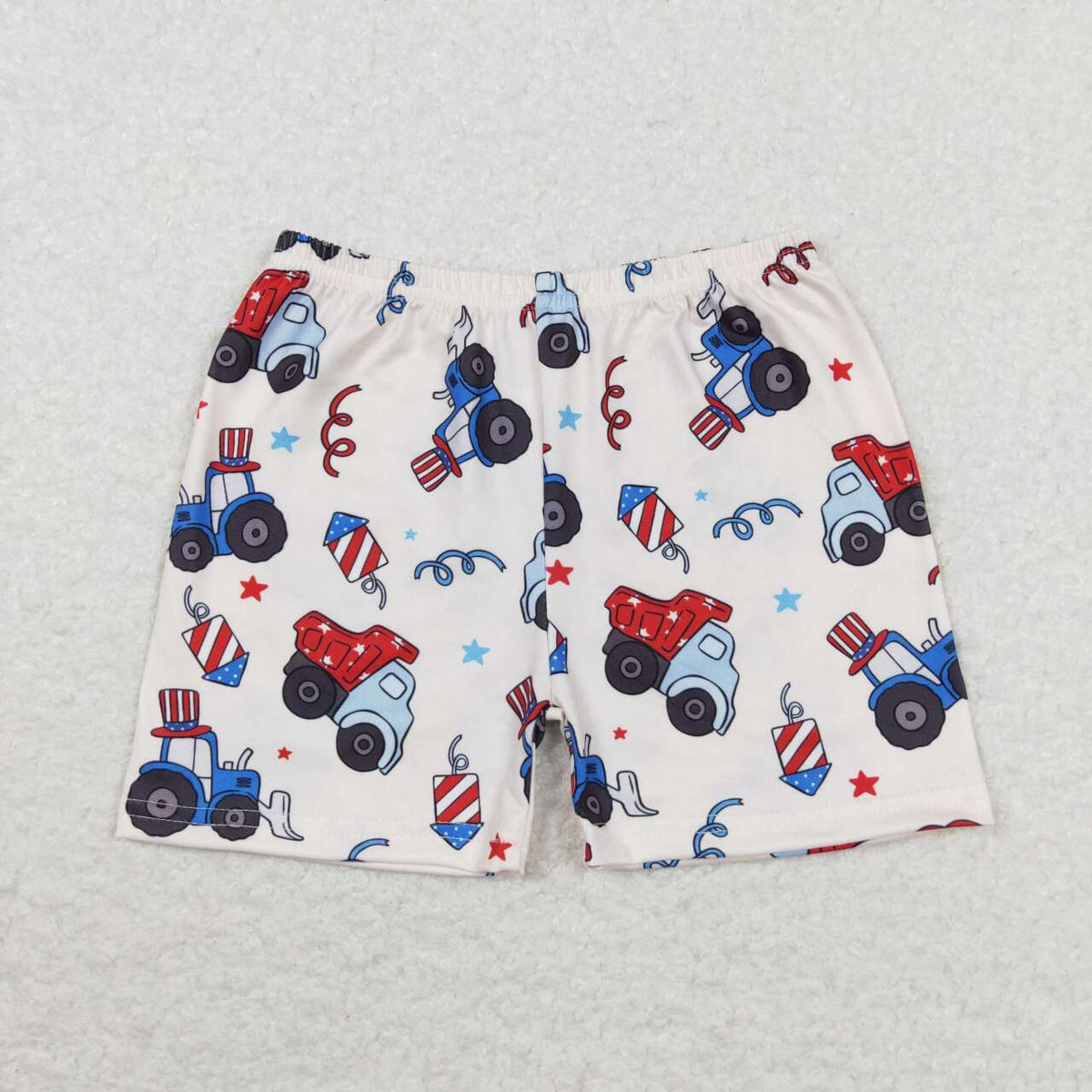 SS0257 July 4th tractor boys shorts