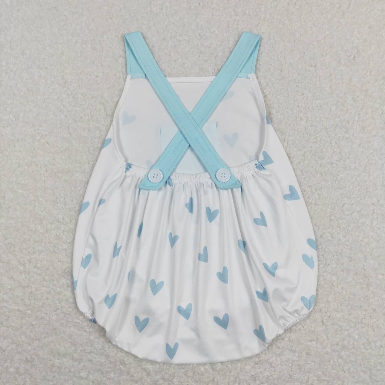 SR0732 Valentine's Day heart blue pocket sleeveless boys romper