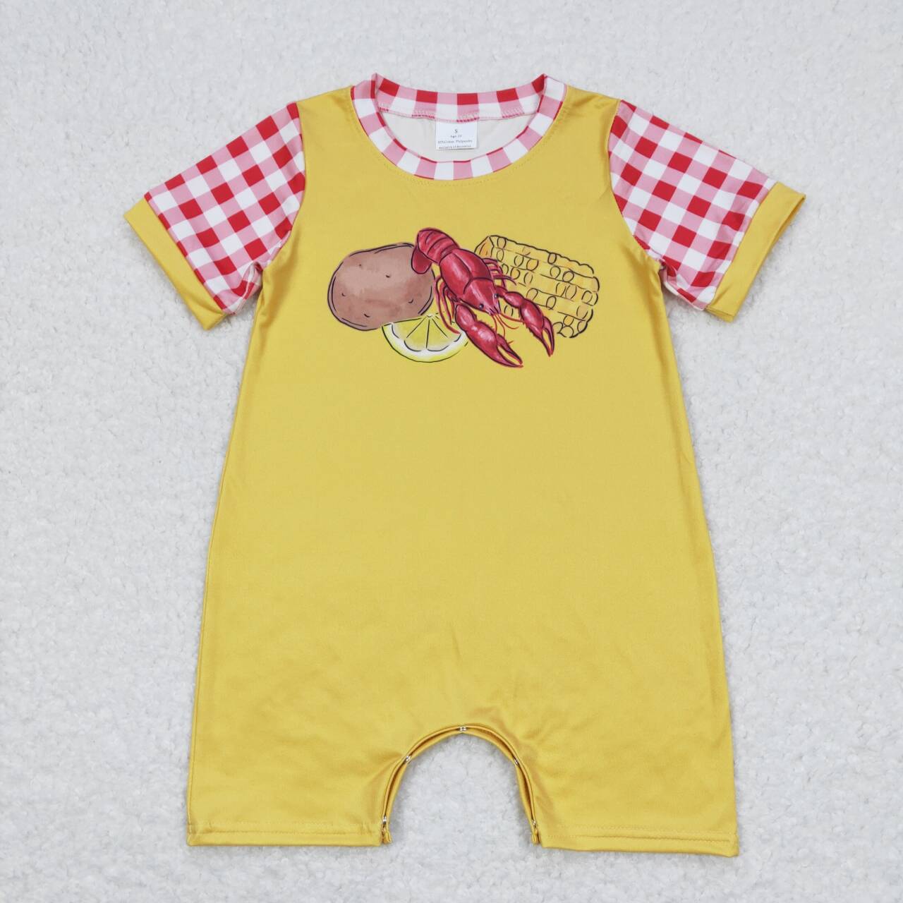 SR0770 Cray Corn Potato Yellow Short Sleeve Boys Romper