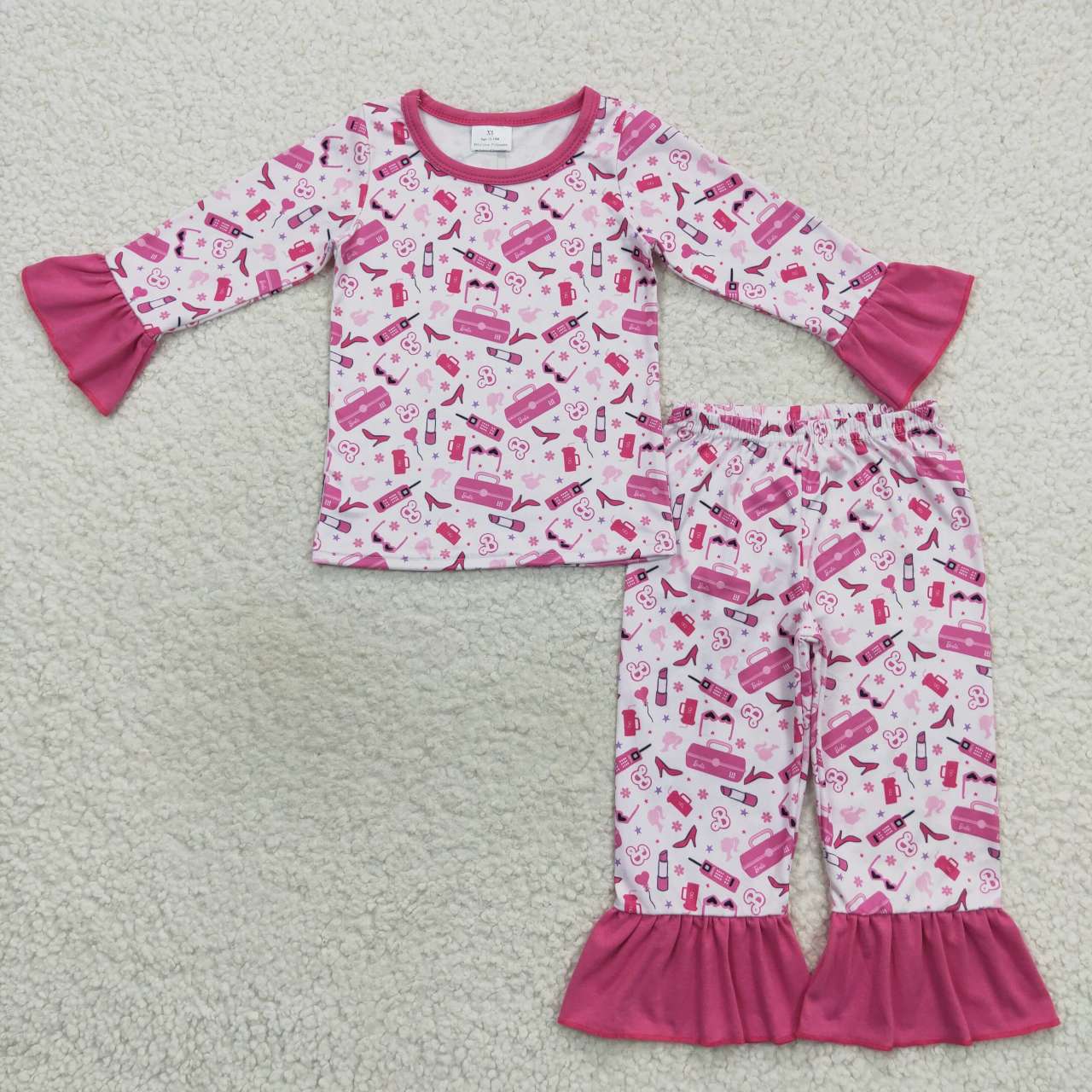 GLP0701 BA hot pink long sleeve pants girls pajamas