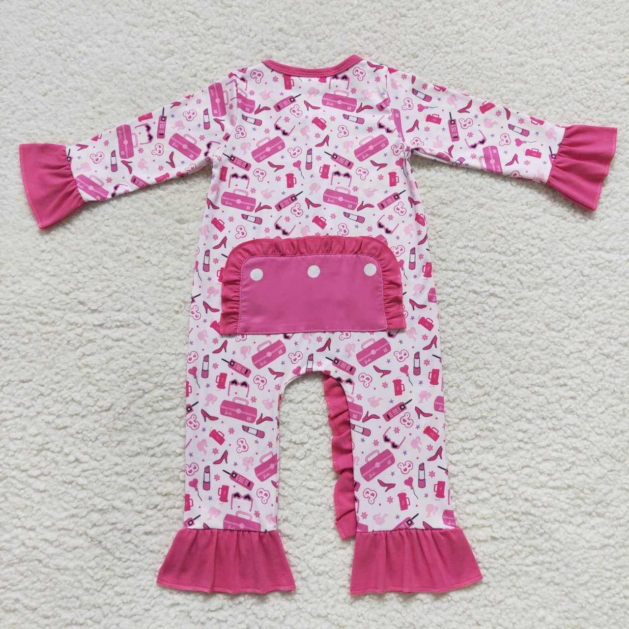 LR0600 BA hot pink long sleeve girls romper