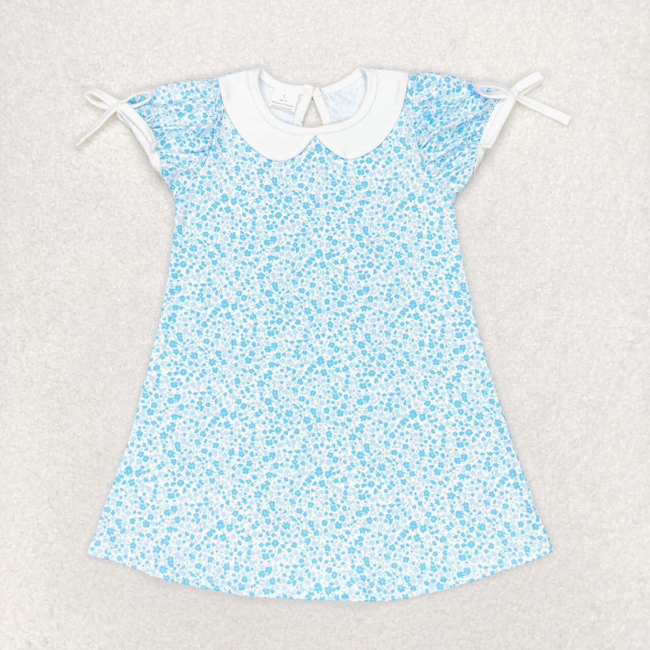 GSD1132 blue flowers floral short sleeve girls dress