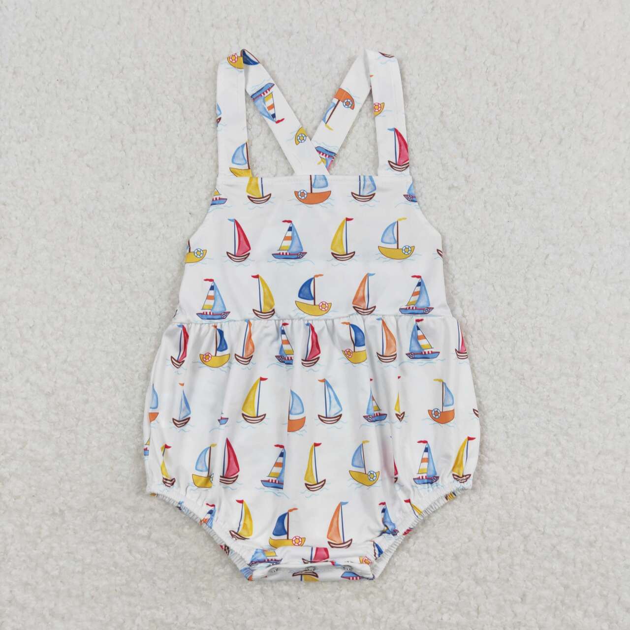 SR1061 colorful sailboat sleeveless boys romper